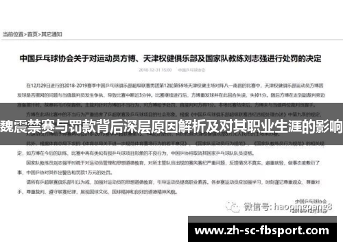 魏震禁赛与罚款背后深层原因解析及对其职业生涯的影响